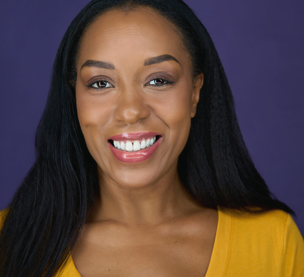 Actress, headshot, yellow top, black woman smiling at camera, nyc photographer, headshot, actress